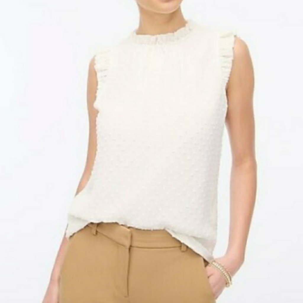 J. Crew Sleeveless Ruffle Neck Top